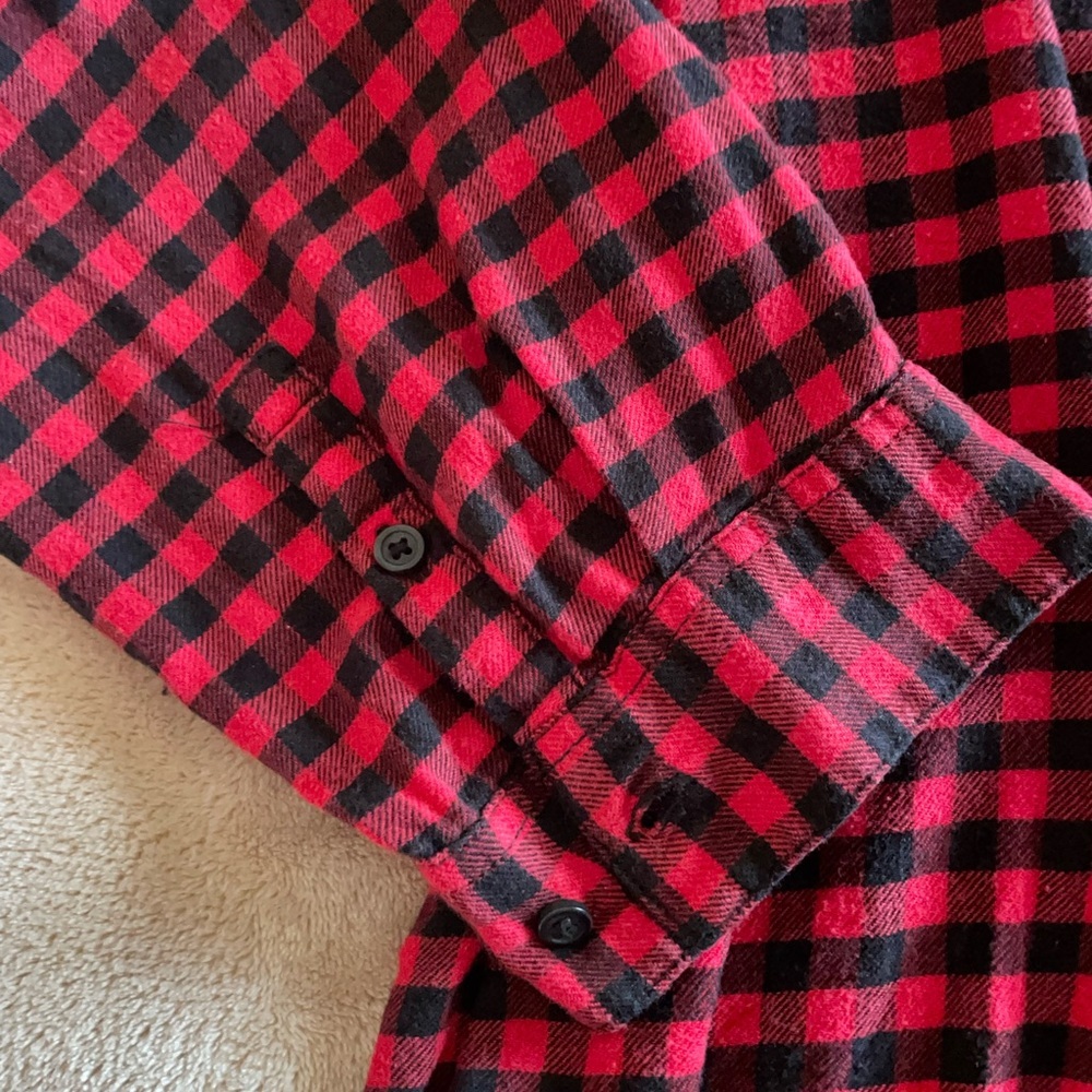 Women’s Lane Bryant Red and Black Buffalo Check Flannel Tunic Size 28W Plus. - Picture 4 of 8